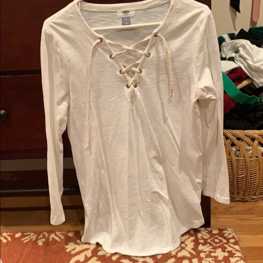 One navy lace up top